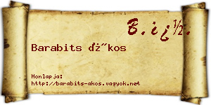 Barabits Ákos névjegykártya